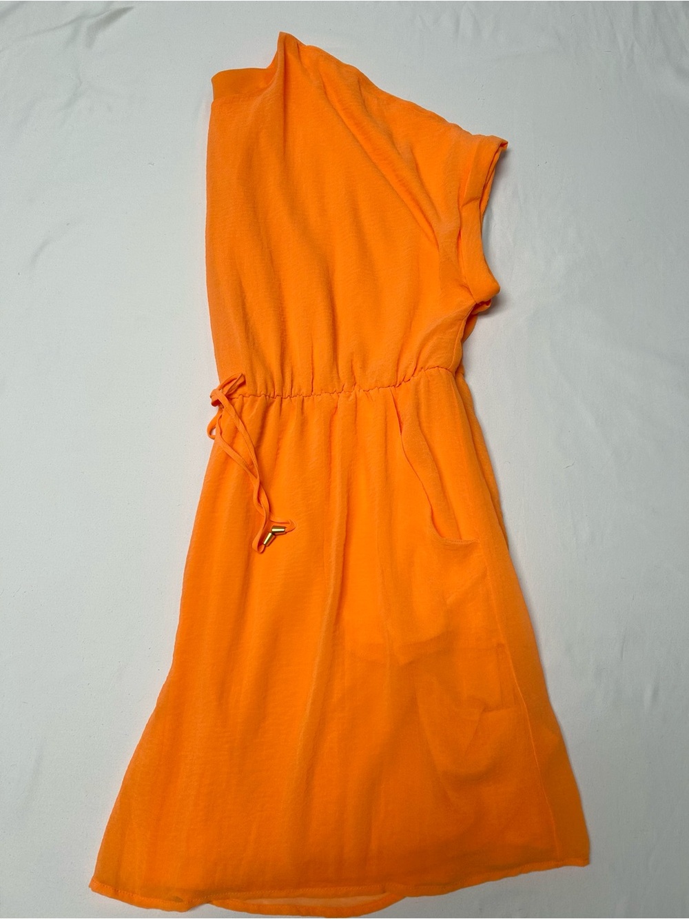 TACERA TUNIC SHORT DRESS, ORANGE GUAZE LIKE TEXTURE, DRAWSTRING WAIST, PLUS SZ 3 - Picture 8 of 8